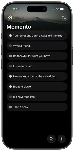 Mockup of an iPhone running the app.